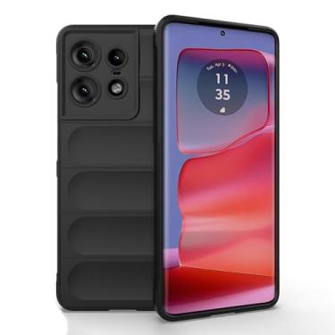 Imagem de AMZER Capa de telefone resistente à prova de choque com padrão listrado 3D de silicone macio para Motorola Edge 50 Pro 5G (preto)