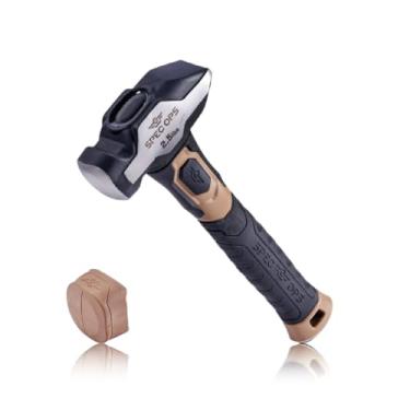 Imagem de Spec Ops Tools Martelo de ferreiro, marreta de 1,1 kg com tampa de martelo macia removível e alça bi-material de absorção de choque e amortecimento de vibração, 3% doado a veteranos, preto/marrom
