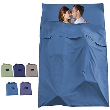 Imagem de SOMOYA Forro de Saco Dormir Leve para Viagem e Acampamento, Adulto Unissex, Azul, Retangular, 45 x 82.6 polegadas (115 x 210 cm) ou 63 x 82.6 polegadas (160 x 210 cm), Verão