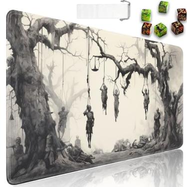 Imagem de Para MTG Playmat + bolsa de viagem com cordão + 6 contadores de dados, para tapetes de jogo de cartas colecionáveis de mesa ou mouse pad grande, borracha antiderrapante 61 x 35 cm, árvore da morte,