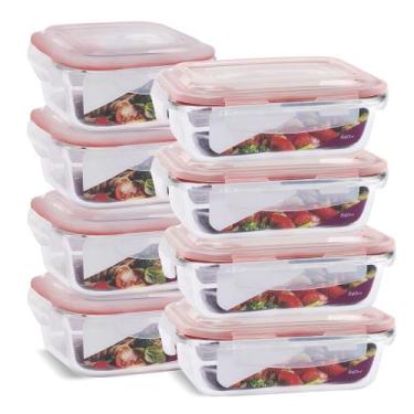 Imagem de Kit 8 Potes Herméticos Marmita Vidro Marmita 640ml e 800ml - U4home, V