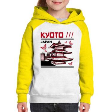 Imagem de Moletom Infantil Kyoto Japan - Foca na Moda, Branco, Amarelo, 12