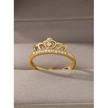 Imagem de Anel ajustável coroa princesa feminino - banhado a ouro 18k - ToJoia18