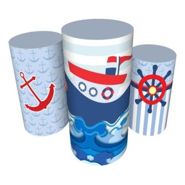 Imagem de Trio Capas De Cilindro C/ Elástico Ursinho Marinheiro - Fadrix