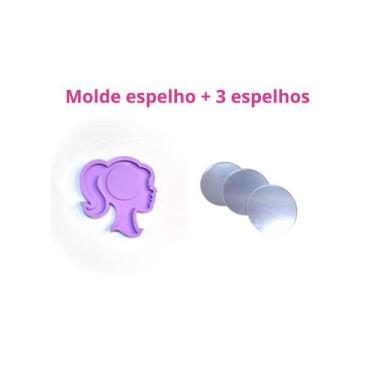 Imagem de KEP6 Molde de silicone espelho bolsa barbie + 3 espelhos resina decora