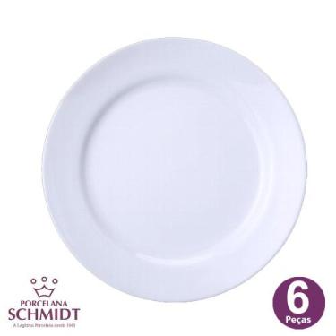 Imagem de Jogo 6 Pratos Rasos Branco Restaurante Hotel Cilíndrica Porcelana Schm