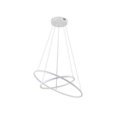 Imagem de Lustre Pendente Moderno Anéis 60cm Led 45w 2 Arcos Branco Para Sala de
