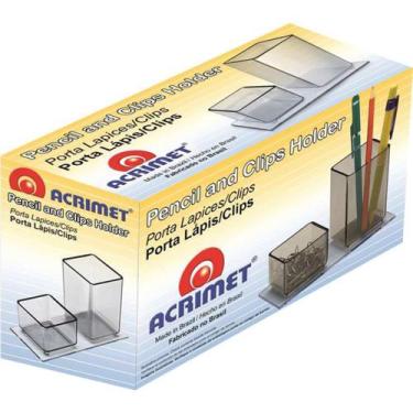 Imagem de Acessório para Mesa Porta Lápis, Clipes e Lembretes Acrílico Fume - Ac