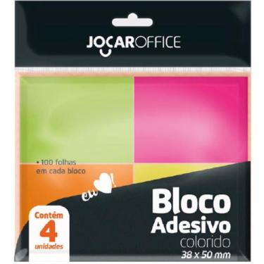 Imagem de Bloco de Recado Autoadesivo Jocar Neon 38X50MM - 100 Folhas - Blister 