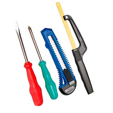 Imagem de Tramontina 43408304, Kit de Ferramentas 4 Peças com 2 Chaves de Fenda 1 Estilete 1 Mini Arco de Serra