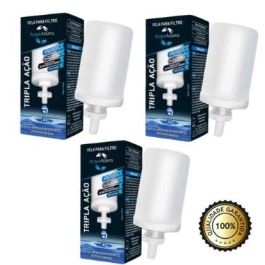 Imagem de Kit 3 Vela Para Filtro De Barro Tripla Ação Elimina Todas as Impurezas