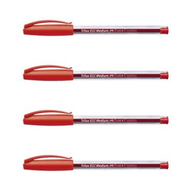 Imagem de Caneta Faber Castell Trilux Style Colors Macia Ponta Média 4 Vermelha 