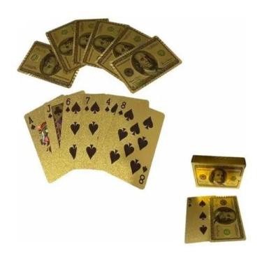 Imagem de Baralho Profissional Dourado á prova d água Dólar - Schneider Moda