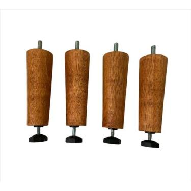 Imagem de Kit 6 Pés para Cama Box 12 cm com Regulagem - Cor Mel - Loja Realizar