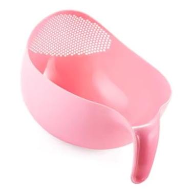 Imagem de Cesta do Filtro de Lavagem do Arroz Com Punho, Filtro Plástico do Alimento do Coador Versátil Filtro da Cozinha para Arroz, Legumes, Frutas (Rosa Grande)