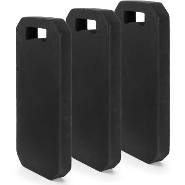 Imagem de Hacaroa Pacote com 3 almofadas grossas para ajoelhar, tapete de espuma vinílica acetinada, joelheira resistente à água para jardinagem, banho de bebê, ioga, confortável, leve, preta