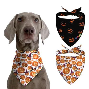 Imagem de Polaina de pescoço para cães grandes, bandanas para cães de raças pequenas e médias, bandanas refrescantes para cães, cachecol para cães, acessórios para cães, Dia das Bruxas, abóbora, decoração ao ar