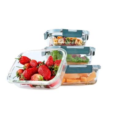 Imagem de HOMELIFE Conjunto Recipientes Vidro Armazenamento Alimentos, Tampas Herméticas, Recipientes de Vidro para Marmitas, Compatíveis com Micro-ondas, Forno, Freezer e Lava-louças