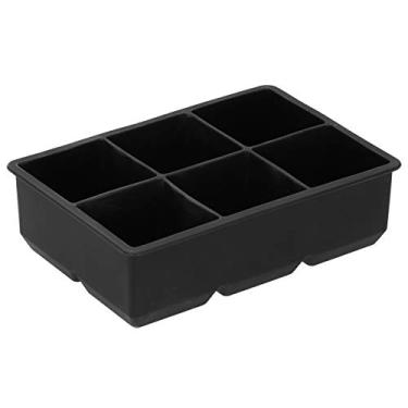 Imagem de Bandeja de Gelo Preta de 6 Cubos Akozon - Molde de Gelo Quadrado de Silicone para Uísque, Perfeito para Uso Doméstico, Armazenamento de Comida para bebê e Fabricação de Cubos de