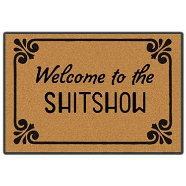Imagem de Awater Welcome to The Shitshow Capacho de entrada Capacho engraçado capacho de porta decorativo interior ao ar livre capacho 23,6 39,9 cm lavável na máquina
