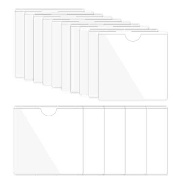 Imagem de PATIKIL 10,4 x 10,4 cm bolsos adesivos para cartão com abertura superior para carregar, 15 peças de porta-etiquetas de plástico para organizar e proteger caixas de armazenamento de cartões de visita
