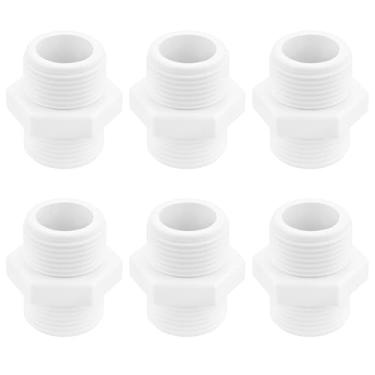 Imagem de SING F LTD 6 peças G3/4 X G3/4 rosca macho 25 mm PVC máquina de lavar louça, conectores de mangueira de entrada, encaixe de tubo, conector adaptador de bico sextavado
