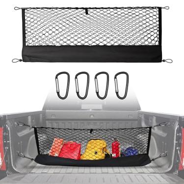 Imagem de Rede de carga estilo envelope compatível com GMC Sierra e Chevy Silverado 2013-2024, rede de carga de caminhão altamente elástica com bolsa de armazenamento - mosquetões resistentes - elástico