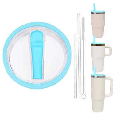 Imagem de Tampa de copo de substituição à prova de vazamento de 850 g e 590 ml com canudo - Apto para Stanley Adventure Quencher H2.0 850 g, 567 g com manipulador e copo de 590 ml sem alça (azul lago, 590 ml e