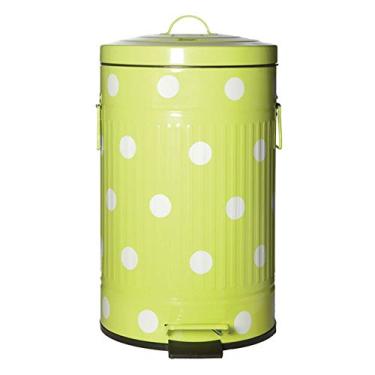 Imagem de Lixeira Cute Dots Poás Verde com Pedal em Metal - 12 Litros - 44x24,5 cm
