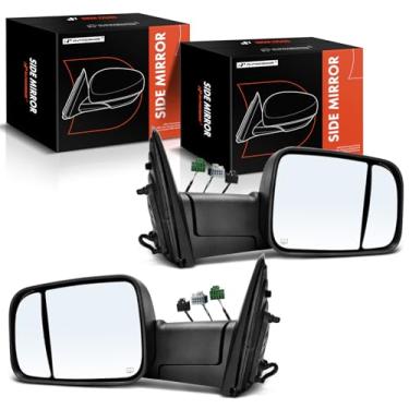Imagem de A-Premium Par (2) espelhos retrovisores elétricos do lado do motorista e do passageiro - compatível com Ram 2500/3500 2019-2022 - Espelho retrovisor externo preto dobrável elétrico aquecido com luz de