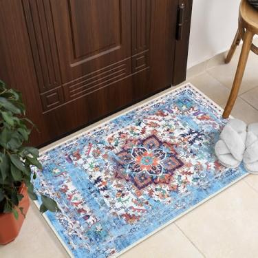 Imagem de GLN Rugs Tapete lavável à máquina para sala de estar, quarto, banheiro, cozinha, decoração de casa vintage persa impressa, tapete decorativo para o chão