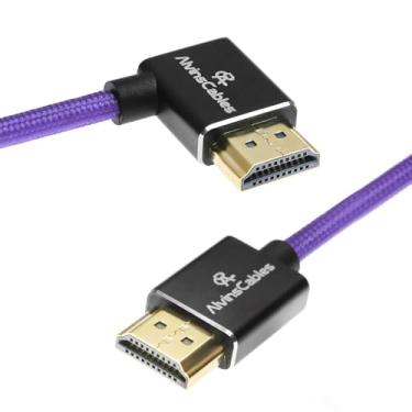 Imagem de Alvin's Cables Cabo 8K HDMI 2.1 de alta velocidade 8K @60Hz 4K@120Hz Cabo espiral trançado para Atomos Ninja para Feelworld, Sony FS5 FS7 FX9, BMPCC, para Canon C300 C500, ângulo reto roxo