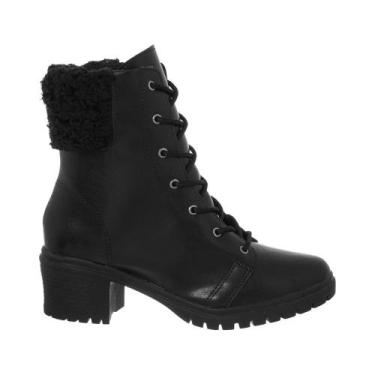 Imagem de Coturno Feminino Botinha Cano Curto Com Pelo Salto Tratorado - Stessy 