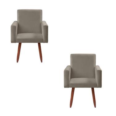 Imagem de Kit 2 Poltronas Decorativas Cadeiras Nina Veludo Chocolate Castor