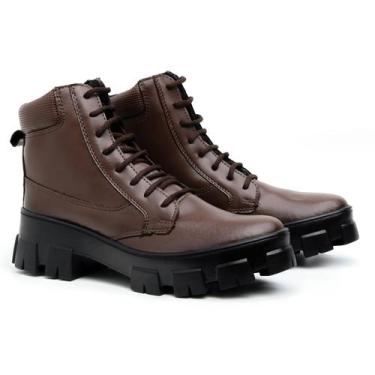 Imagem de Bota Tratorada Blogueira Plataforma Coturno Cano Médio Macio Confort -