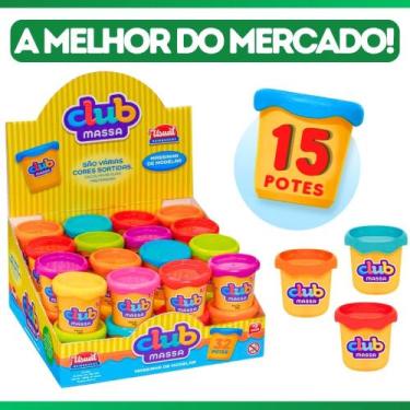 Imagem de Kit 15 Potes Potinho De Massinha Massa De Modelar Atóxicas Cores Sorti
