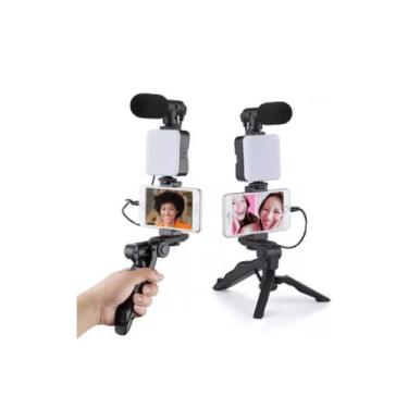 Imagem de Kit Gravação 5em 1 Vídeo Tripé Led Celular Selfie Microfone - Mrsement