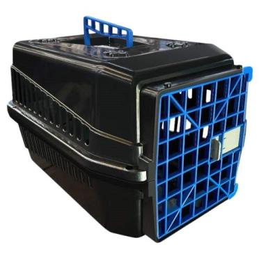 Imagem de Caixa de Transporte Cães Gatos Mec Pet Nº4, Black/Azul
