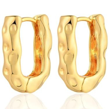 Imagem de BENEIGE Brinco de argola de ouro delicado banhado a ouro 14 K com flor de zircão cúbico brincos de pressão simples borla estrela geométrica joia presente para mulheres, Latão, Sem pedra preciosa