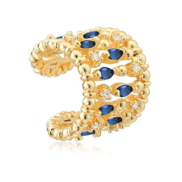 Imagem de BENEIGE Brincos de orelha femininos banhados a ouro 14 K, brincos de orelha banhados a ouro 14 K, conjunto de punhos para o dia a dia para mulheres, Latão, Sem pedra preciosa