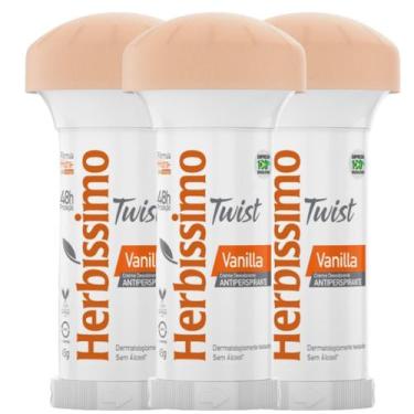 Imagem de Kit 3 Desodorante Twist Creme Vanilla Herbíssimo 45G - Dana - Dana Cos