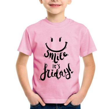 Imagem de Camiseta Infantil Smile, It's Friday! - Foca na Moda, Rosa bebê, 10