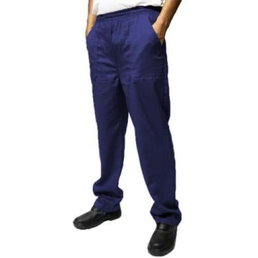 Imagem de Calça de Brim Elástico Inteiro Com 4 Bolsos - EQUIVALE, GG, Azul marin