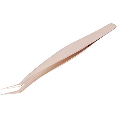 Imagem de Tweezers de Cílios de Ponta de Fibra, Pinças de Cílios Com Precisão Excepcional e Pinça de Cílios de Aço Inoxidável de Aço de Aço (Clipe de penas de ouro de pérola)