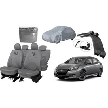 Imagem de Conjunto de capa couro cinza Leaf 16-23 + limpador para parabrisa - fe