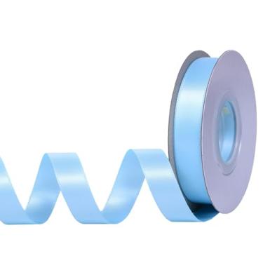 Imagem de YAMA Fita de cetim dupla face azul claro, 1,5 cm (5/20.3 cm), 25 metros, para embrulho de presente, laços de cabelo, decoração de festa de casamento