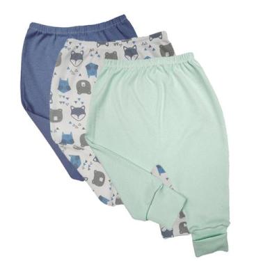 Imagem de Kit Mijão Liso e Estampado Vira Pé 3 Peças Roupinha de Bebê - Koala Ba