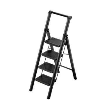 Imagem de Escada dobrável Escada telescópica multifuncional de ferro espessado para áreas internas, escadas pequenas e leves, escada dobrável de metal Banco de degrau dobrável(Médio)