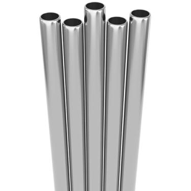 Imagem de Fiesta First 5 canudos curtos de aço inoxidável largos com escova de limpeza. Canudos de coquetel de metal de 16 cm de comprimento, reutilizáveis, copos de 340 a 396 g, vitaminas infantis, shakes