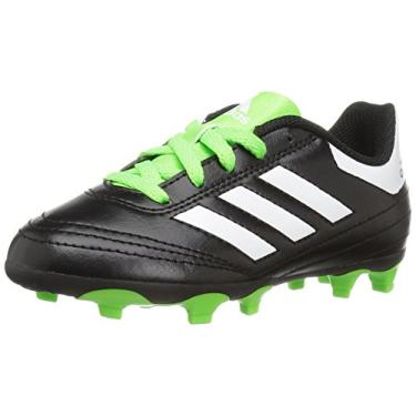 Imagem de adidas Chuteiras de futebol Goletto VI J Firm Ground para crianças, Preto/Branco/Verde, 11 Little Kid